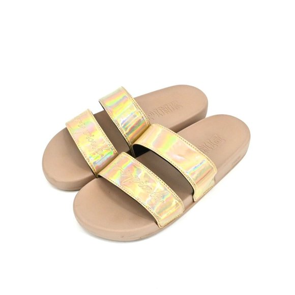 PINK Victoria's Secret Shoes - VICTORIA SECRET PINK Womens Iridescent Gold Indiana Sandals Size Medium 7/8